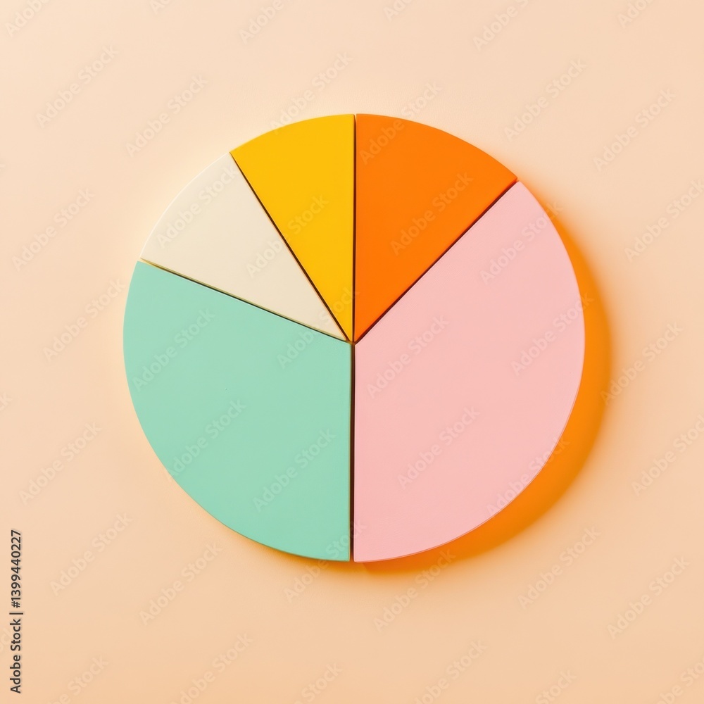 Poster effective delegation for maximizing team productivity. pastel color pie chart segments on beige back