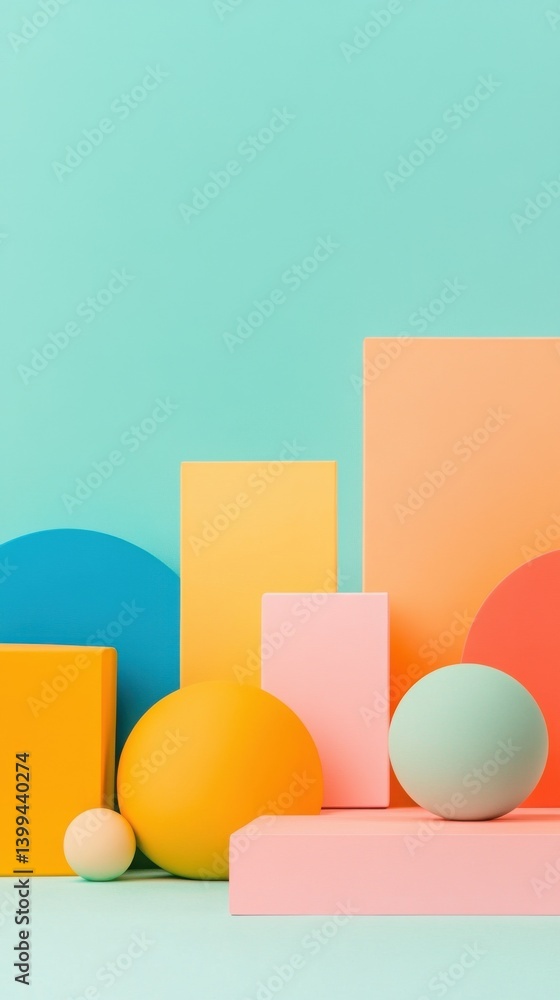 Poster effective delegation for maximizing team productivity. pastel geometric shapes abstract composition