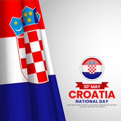 Croatia flag for national independence day square banner background with realistic flag