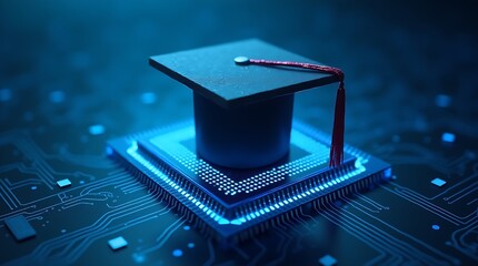 E-Learning Enhancing Education Through Digital Platforms,symbolizing the merging of academic success and technological innovation
