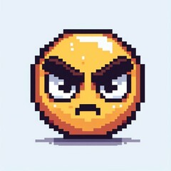 Fototapeta premium Pixel Art Angry Emoji Glowering Expression Suitable for Design Inspiration