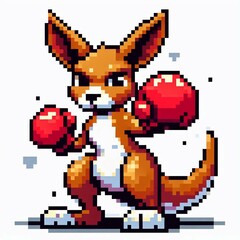 Fototapeta premium Pixel Art Kangaroo Boxer Ready to Rumble Suitable for Modern Decor