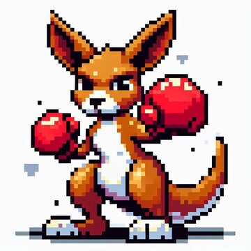 Pixel Art Kangaroo Boxer Ready to Rumble Suitable for Modern Decor
