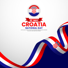 Croatia independence day Square banner background with waving flag vector illustration