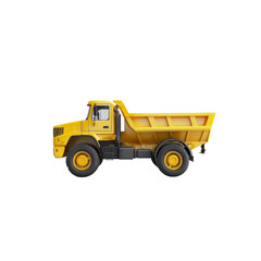 Fototapeta premium Yellow Dump Truck Side View, Heavy Construction Vehicle, Industrial Machinery
