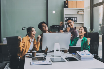 Business team showing unity with their hands together, Close up top view of young business people putting their hands together. people together to work as team to ensure the success of the business