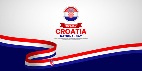 Croatia waving ribbon flag for National day background. Template for Independence day banner design