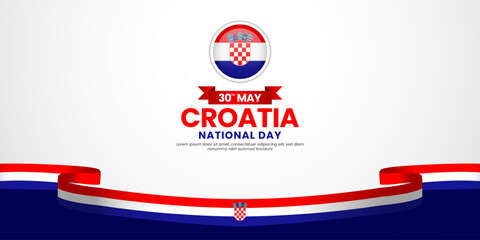 Croatia independence day banner background 30th of May design element with realistic waving flag
