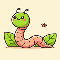 cute worm vector illustration 
