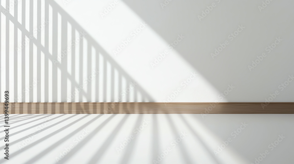 Poster modern interior with soft shadows created by natural light, showcasing a minimalist design and a cal