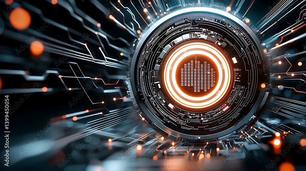 Aufkleber futuristic technology concept digital realm abstract visuals high-tech environment close-up view inn