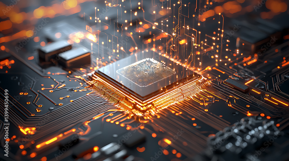 Aufkleber innovative technology showcase microchip circuitry digital realm high-definition image futuristic en