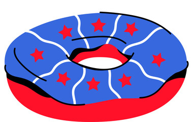 Colorful Star Patterned Donut Vector Illustration