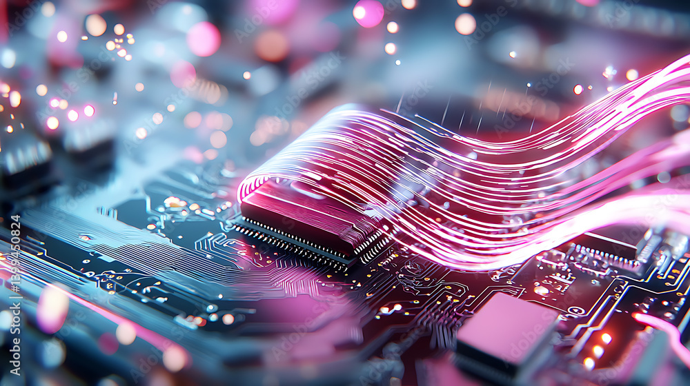 Aufkleber innovative technology event showcasing microchip advancements digital environment graphic visualizat
