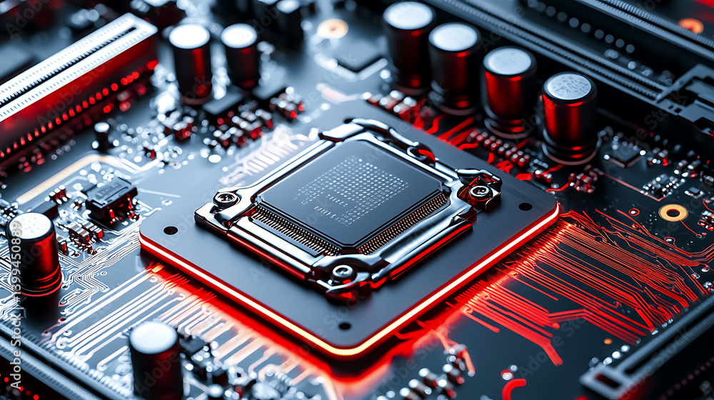 Poster exploring cutting-edge technology microchip design international tech hub high-resolution image futu