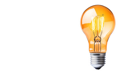A vintage incandescent light bulb with a warm glow, isolated on a white background, symbolizing innovation and creativity.