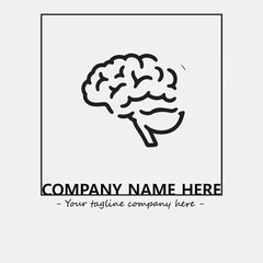 Brain illustration black and white for logo company vector image
