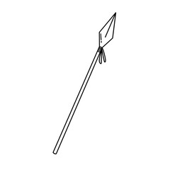 A stick with a pointy end is drawn in black