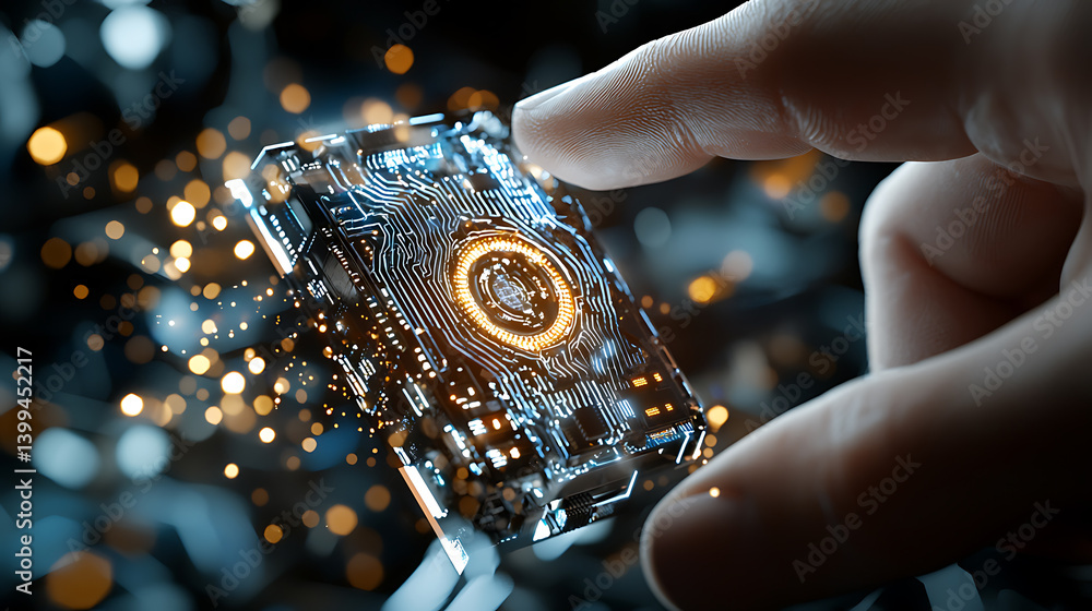 Poster innovative technology showcase digital space 3d render futuristic environment close-up view circuit 