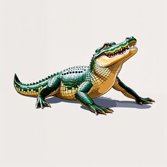 Obraz premium Alligator vector art illustration on plain white background