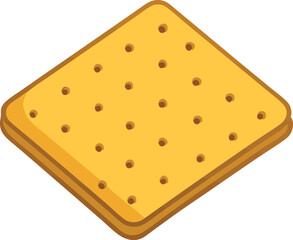 Delicious food vector artwork illustration of a single saltine cracker