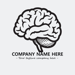 Brain illustration black and white for logo company vector image
