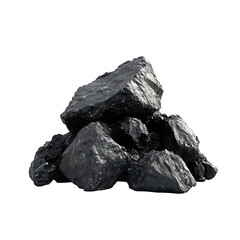 Isolated coal pile on transparent background, High quality PNG file