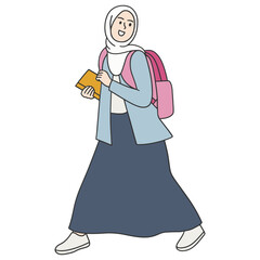 Happy muslim student back to school