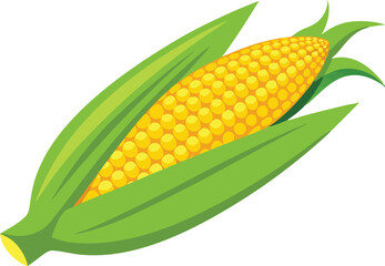 Delicious food vector artwork illustration of fresh yellow corn on the cob