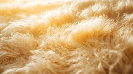 Brushed alpaca wool fiber in soft golden tones close-up.

