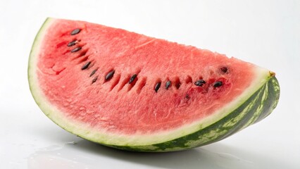 Sliced Of Watermelon Isolated On White Background,One slice of tasty fresh watermelon isolated on white background