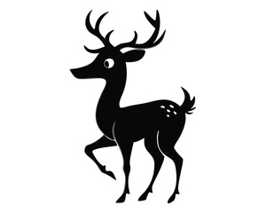 Black and White Deer Silhouette Illustration