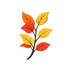 Vibrant Autumn Branch with Colorful Leaves - Fall Foliage Illustration