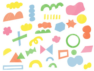 手描きあしらセット　幾何学模様　カラフル