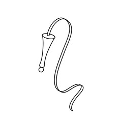 A white object with a long string attached to it