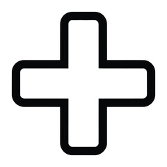 Obraz premium Hospital Cross Line Art, Silhouette, Vector, Icon, Logo, White Background.
