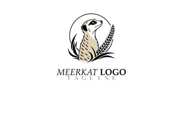 Obraz premium Standing Meerkat Logo Vector Illustration – Perfect for Wildlife Foundations, Safari Adventures, or Mascot Branding – Fully Editable in Adobe Illustrator.