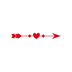 Arrow with hearts. Design elements for Valentine's day and wedding. Vector illustration