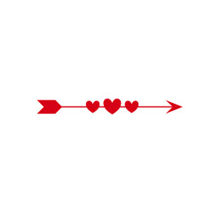 Arrow with hearts. Design elements for Valentine's day and wedding. Vector illustration