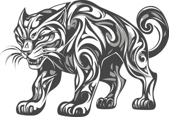 Obraz premium Lion head vector tattoo design with wild animal and tribal style elements