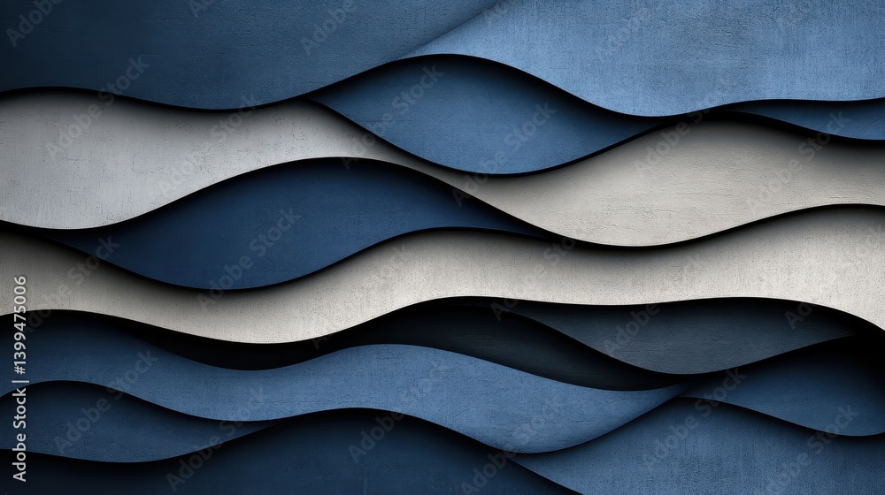Poster abstract blue gradient waves with stripes creating depth and texture for artistic and design-like ba