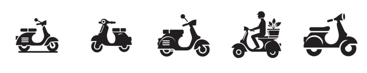 set of scooter silhouette icon vectors