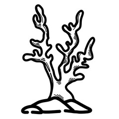 Sea coral cartoon line art
