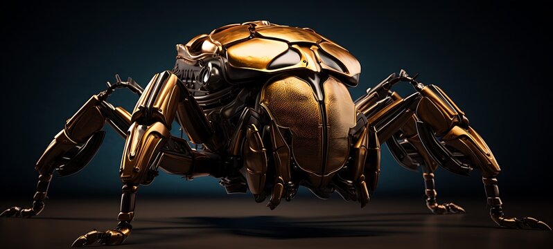 A fierce Dynastes hercules beetle with an armoured shield Diamond, ai generative