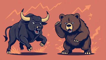 Fototapeta premium Funny cartoon animal illustration of a big wild bear, lion, and wolf