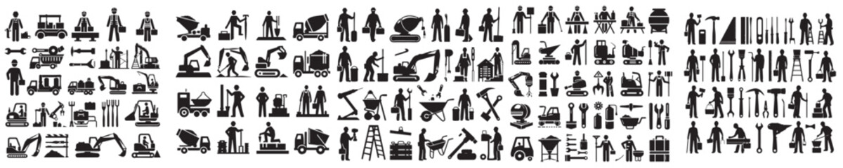 building construction equipment vector set