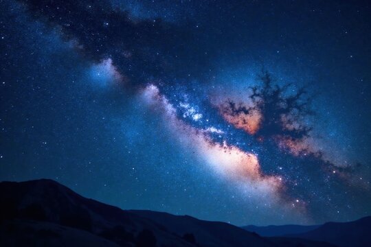 Milky Way galaxy with starry night sky and space dust in deep blue hue , universe, night sky, stars