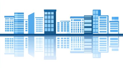 Simple city skyline reflection, urban scene, day view, for presentations or graphic design