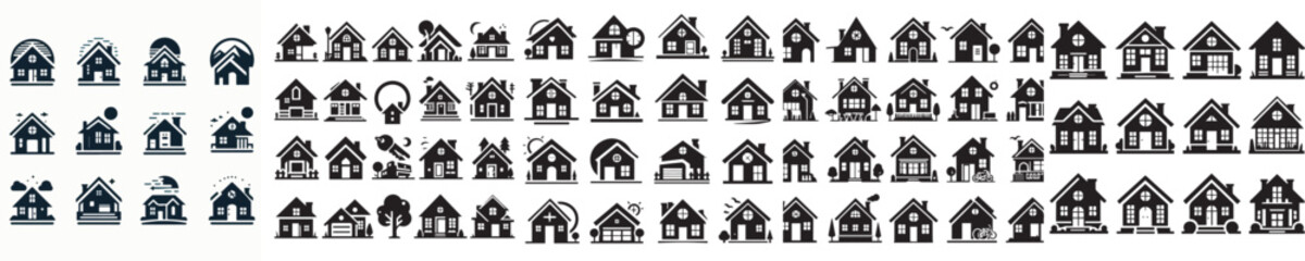 vector set of silhouette houses