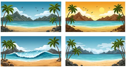 Obraz premium Tropical Tides Quartet AI Generated